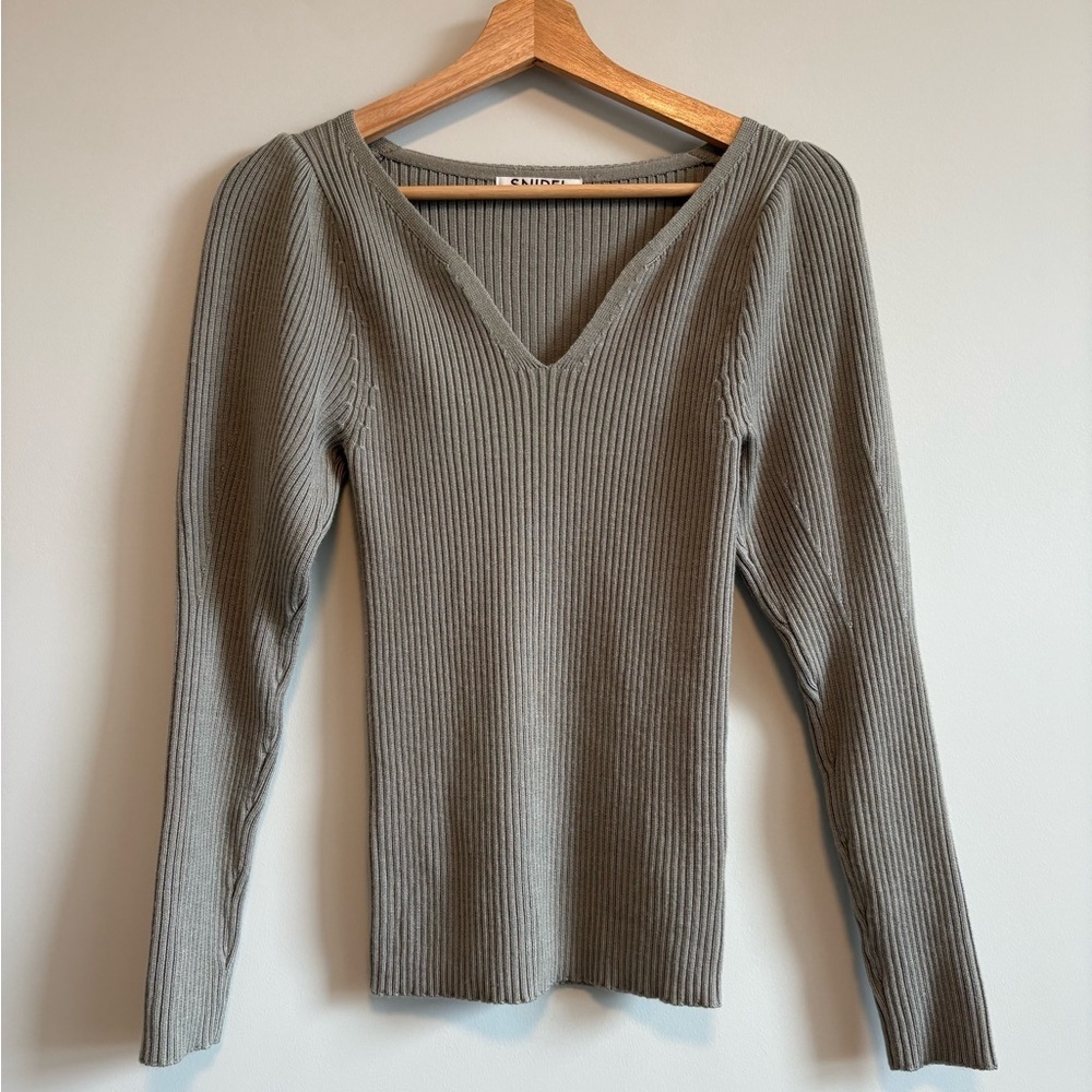 Snidel V-Neck Ribbed Sweater | Size Small - Picture 2 of 8